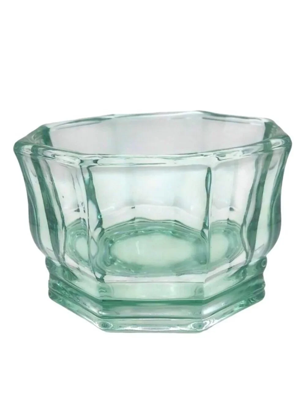 Indiana Glass Candy Dish Light Green Octagonal Concord MCM Art Deco Vintage